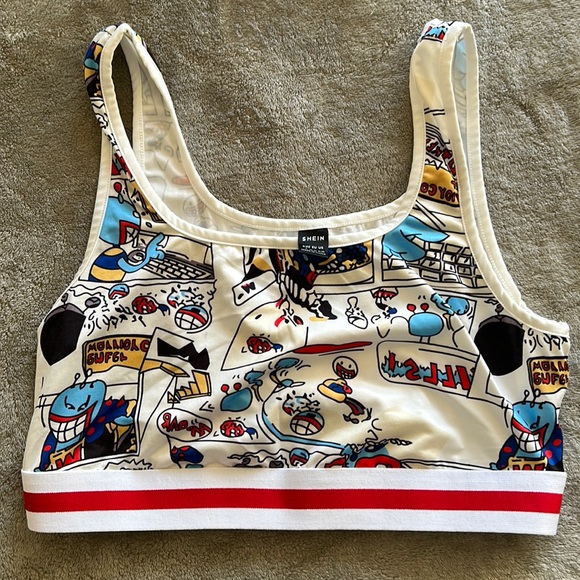 SHEIN Comic Book Style Crop Top/ Bra Top - Picture 1 of 8